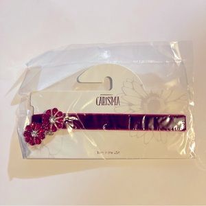 Carisma Womens Red Flower Choker Necklace